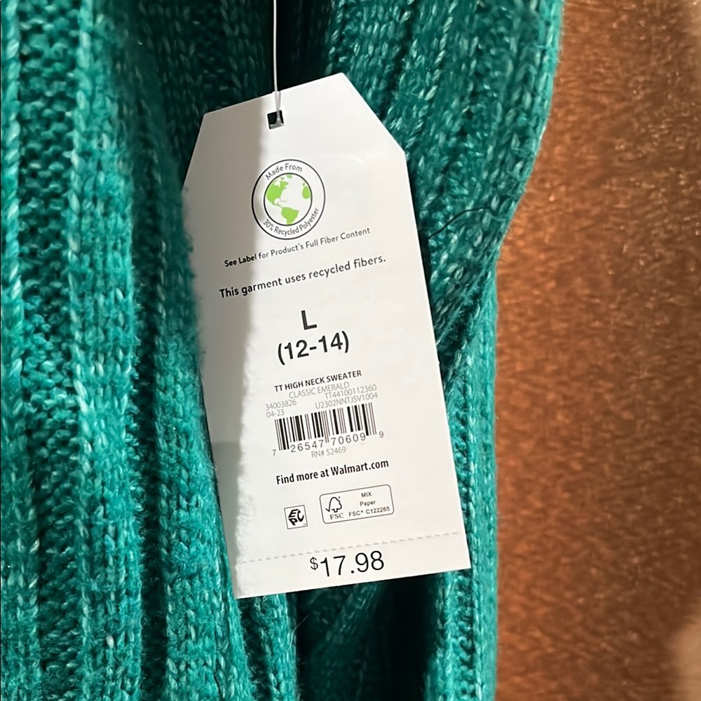 Green Ribbed Sweater - Picture 2 of 3